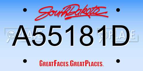 A55181D South Dakota License Plate