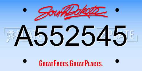 A552545 South Dakota License Plate