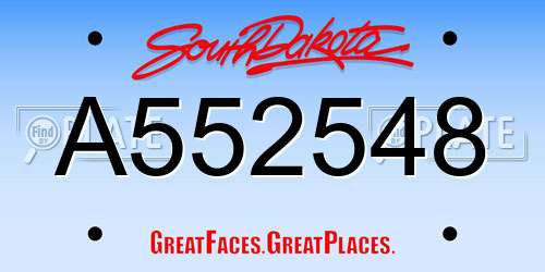 A552548 South Dakota License Plate