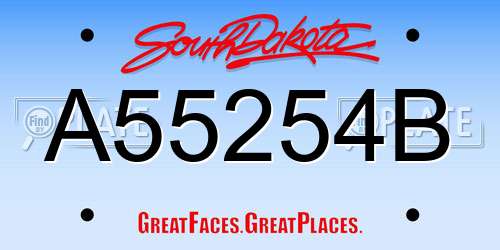 A55254B South Dakota License Plate