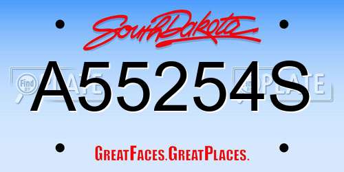 A55254S South Dakota License Plate