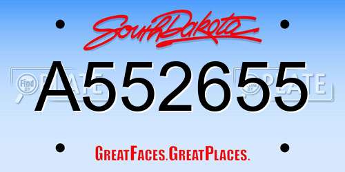 A552655 South Dakota License Plate