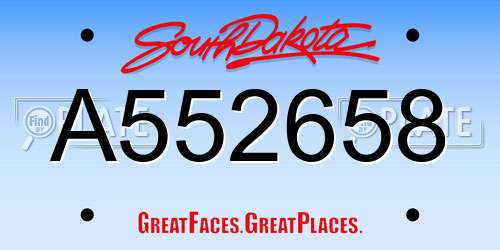 A552658 South Dakota License Plate