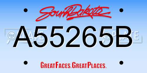 A55265B South Dakota License Plate