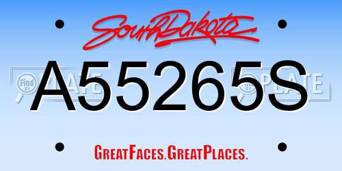 A55265S South Dakota License Plate