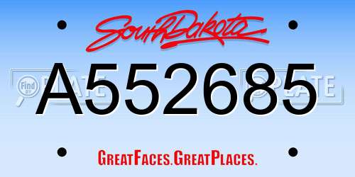 A552685 South Dakota License Plate