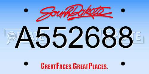 A552688 South Dakota License Plate