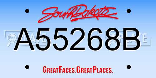 A55268B South Dakota License Plate