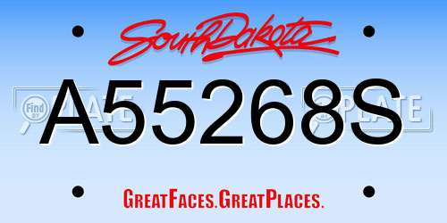 A55268S South Dakota License Plate