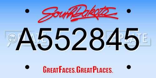 A552845 South Dakota License Plate
