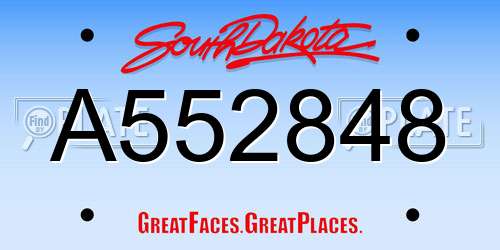 A552848 South Dakota License Plate