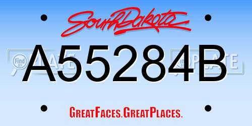 A55284B South Dakota License Plate