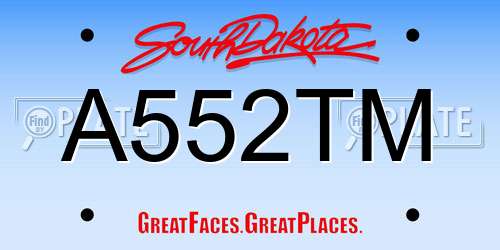 A552TM South Dakota License Plate