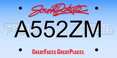 A552ZM South Dakota License Plate