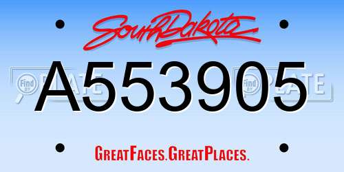 A553905 South Dakota License Plate