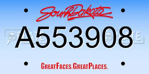 A553908 South Dakota License Plate