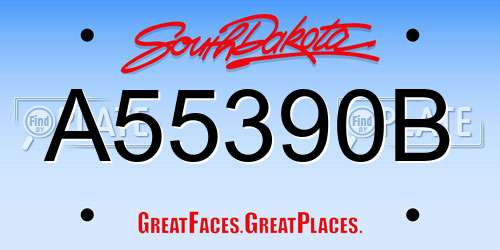 A55390B South Dakota License Plate