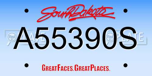 A55390S South Dakota License Plate