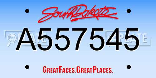 A557545 South Dakota License Plate