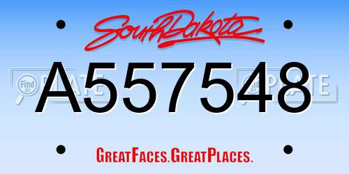 A557548 South Dakota License Plate