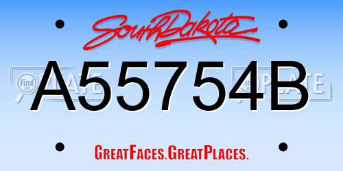 A55754B South Dakota License Plate