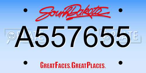 A557655 South Dakota License Plate