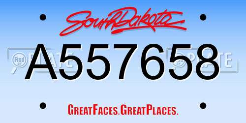 A557658 South Dakota License Plate
