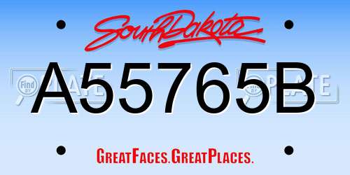 A55765B South Dakota License Plate