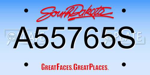 A55765S South Dakota License Plate
