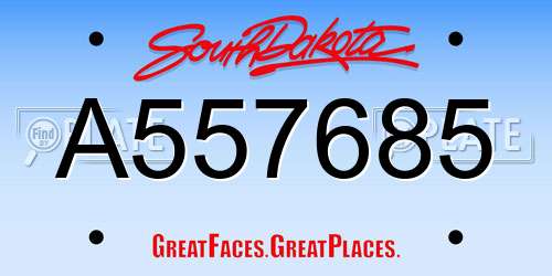 A557685 South Dakota License Plate