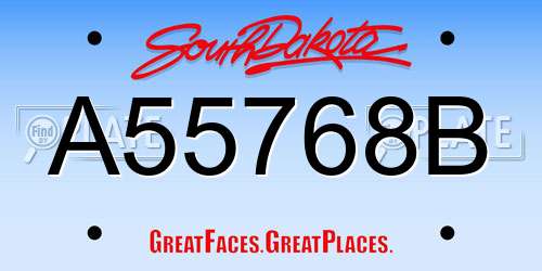 A55768B South Dakota License Plate