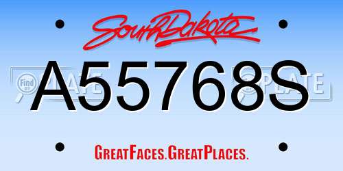 A55768S South Dakota License Plate