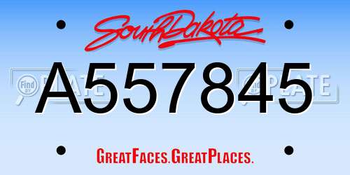 A557845 South Dakota License Plate