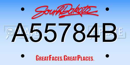 A55784B South Dakota License Plate
