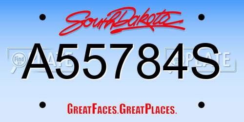 A55784S South Dakota License Plate