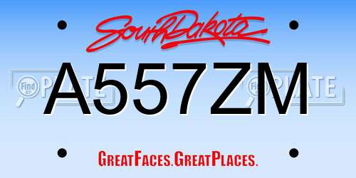 A557ZM South Dakota License Plate
