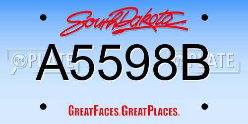 A5598B South Dakota License Plate