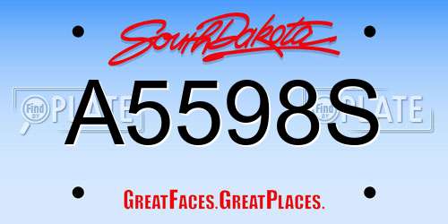 A5598S South Dakota License Plate
