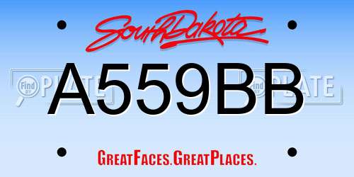 A559BB South Dakota License Plate