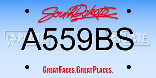 A559BS South Dakota License Plate