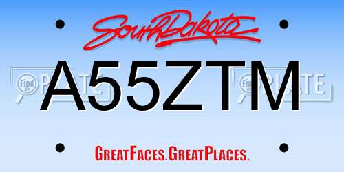 A55ZTM South Dakota License Plate