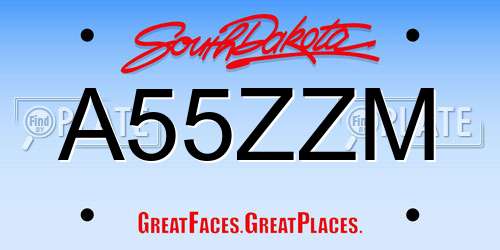 A55ZZM South Dakota License Plate