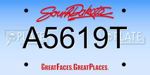 A5619T South Dakota License Plate
