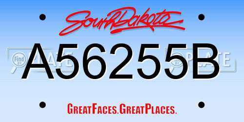 A56255B South Dakota License Plate