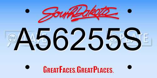A56255S South Dakota License Plate