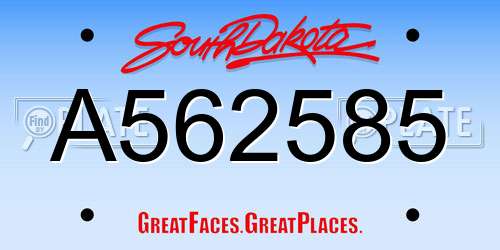 A562585 South Dakota License Plate