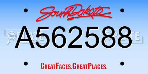 A562588 South Dakota License Plate