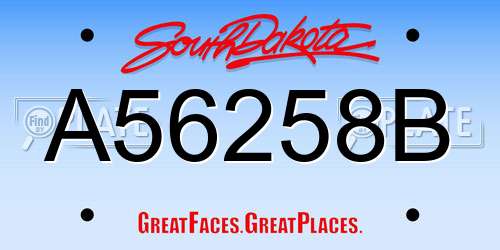 A56258B South Dakota License Plate