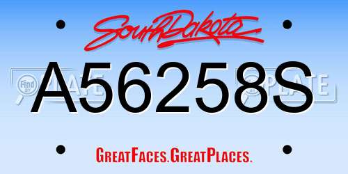 A56258S South Dakota License Plate