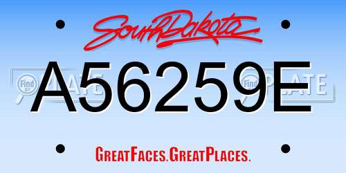 A56259E South Dakota License Plate